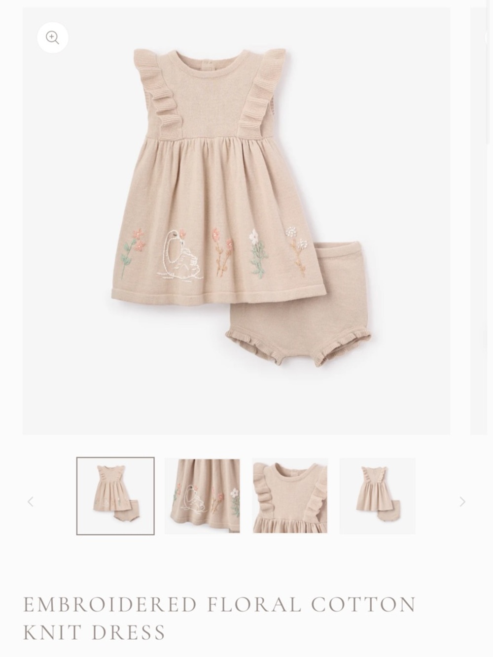 Elegant baby Embroidered Floral Knit Dress & Bloomer Set size 6-9M NWT